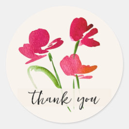 Adesivo Selo de Envelope Floral em Aquarela Vermelho e Cre