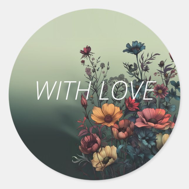 Adesivo Selo de Envelope Floral Teal Elegante (Frente)