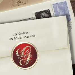 Adesivo Selo de Envelope G Monograma Dourado e Vermelho