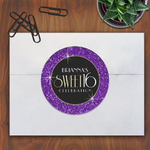 Adesivo Selo De Envelope Glitter Púrpura De 16 Faux