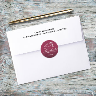 Adesivo Selo de Envelope Gradução Script Bege Marrom