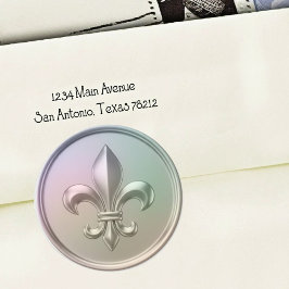 Adesivo Selo de Envelope Iridescente Fleur de Lis Relevo 