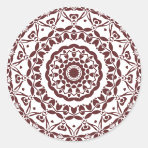 Adesivo Selo de Envelope Mandala de Henna Burgundy Elegant