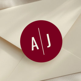 Adesivo Selo de Envelope Minimalista Burgundy, Casamento