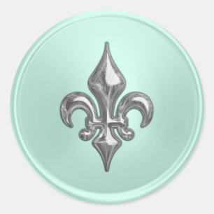 Adesivo Selo de Envelope Mint Green Fleur de Lis