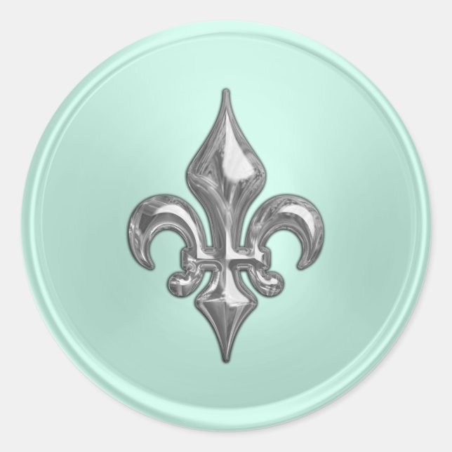 Adesivo Selo de Envelope Mint Green Fleur de Lis (Frente)