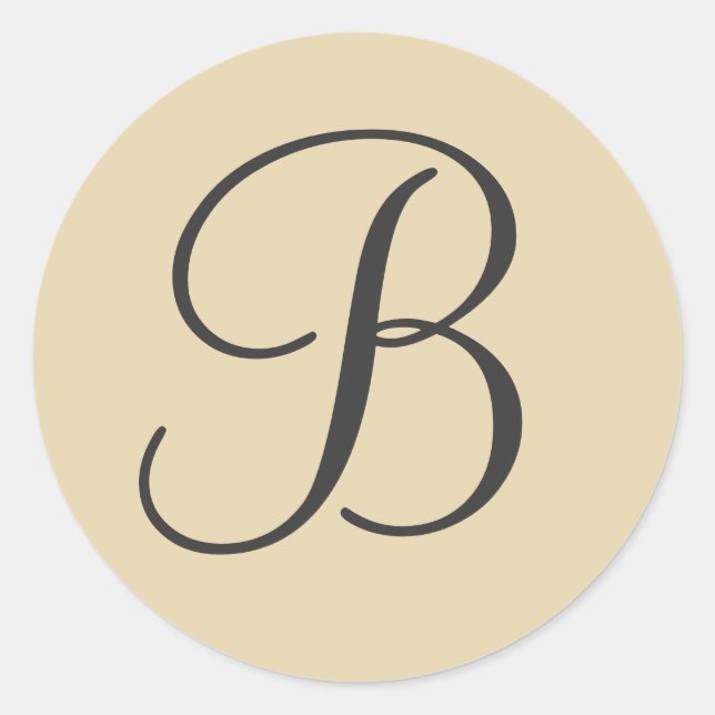 Adesivo Selo de Envelope Monograma Creme e Preto / Etiquet (Frente)