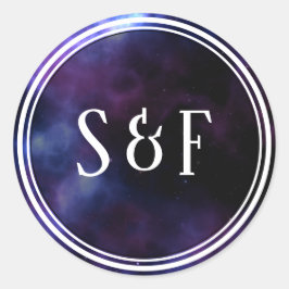 Adesivo Selo de Envelope Monograma de Galáxia Roxa Nebulos
