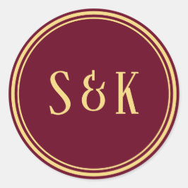 Adesivo Selo de Envelope Monograma Dourado