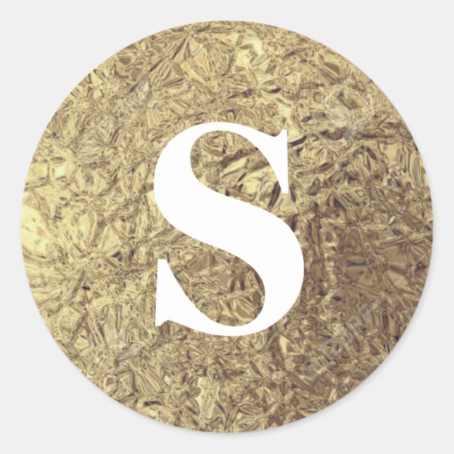 Adesivo Selo de Envelope Monograma Dourado com brilho Eleg (Frente)