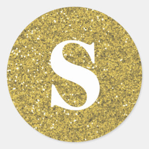 Adesivo Selo de Envelope Monograma Dourado com brilho Eleg