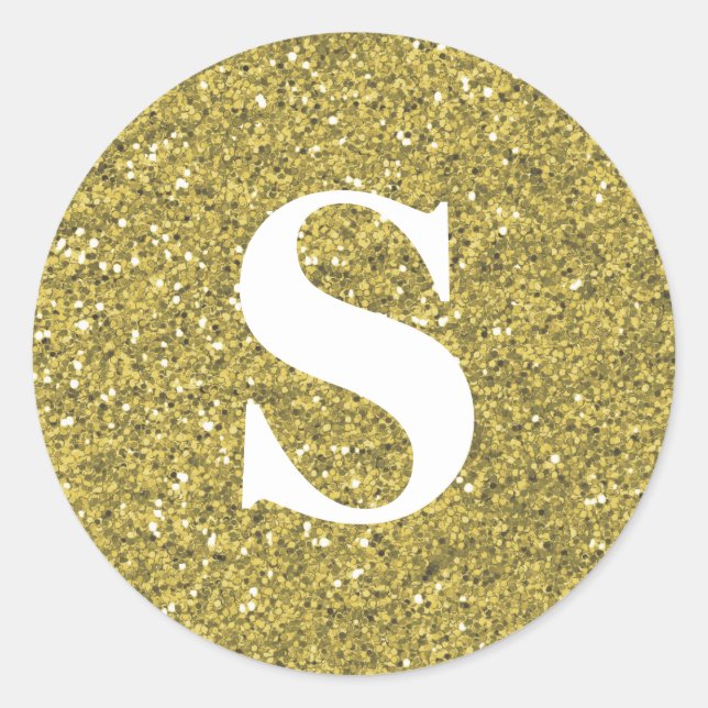 Adesivo Selo de Envelope Monograma Dourado com brilho Eleg (Frente)