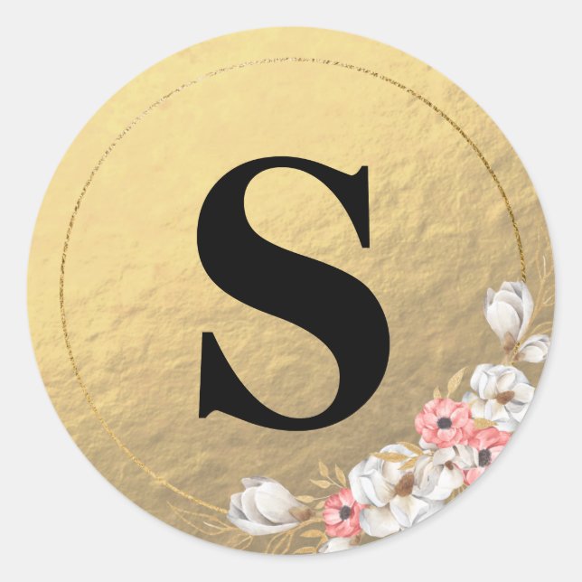 Adesivo Selo de Envelope Monograma Dourado com brilho Eleg (Frente)