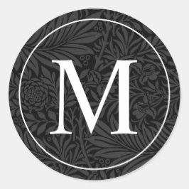 Adesivo Selo de Envelope Monograma Floral Preto Elegante B