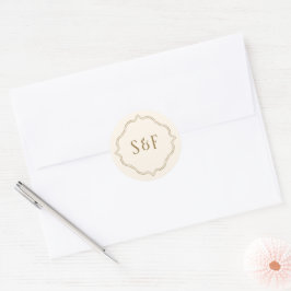 Adesivo Selo de Envelope Monogramático Ornamentado Creme e