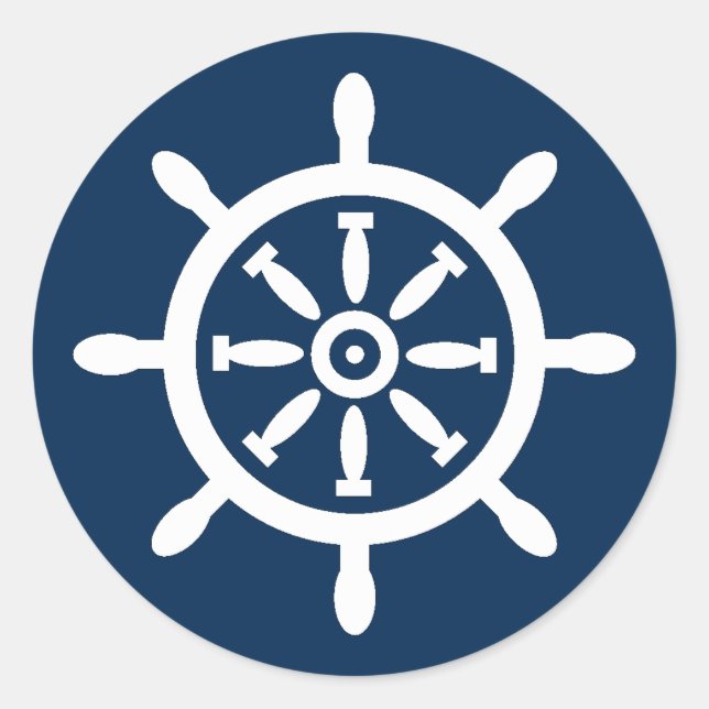 Adesivo Selo de Envelope Náutico Roda de Navio (Frente)