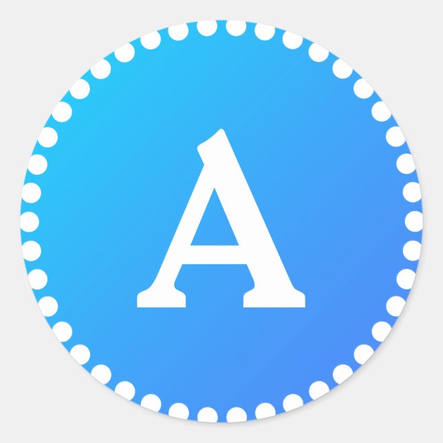 Adesivo Selo de Envelope Personalizado de Monograma Azul e (Frente)