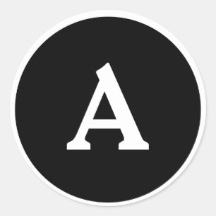 Adesivo Selo de Envelope Personalizado de Monograma Preto 