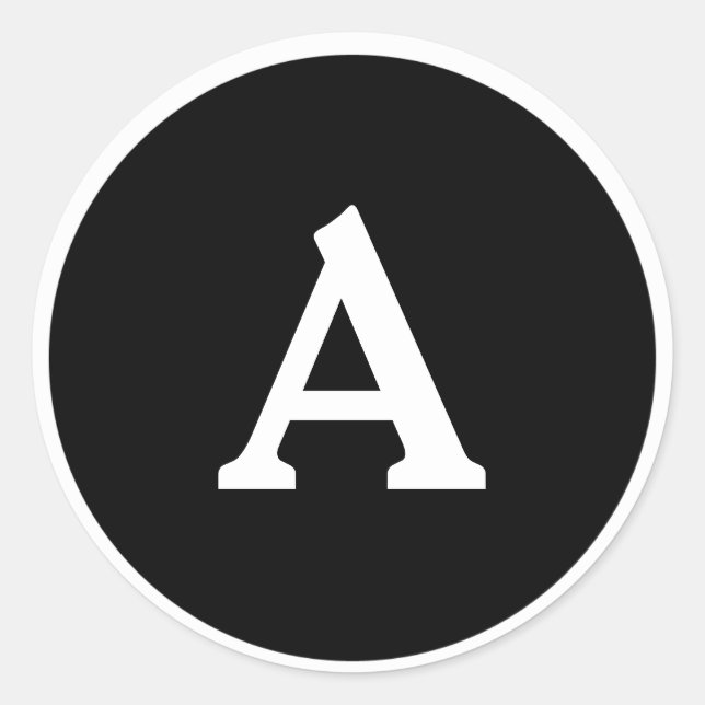 Adesivo Selo de Envelope Personalizado de Monograma Preto  (Frente)