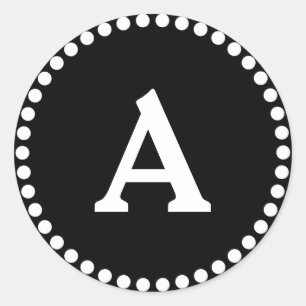 Adesivo Selo de Envelope Personalizado de Monograma Preto 