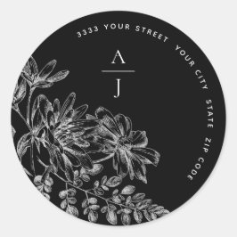 Adesivo Selo de Envelope Preto de Casamento Monograma