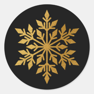 Adesivo Selo de Envelope Preto de Floco de Neve Ouro de Lu