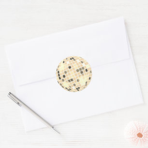 Adesivo Selo de envelope preto Dourado do Disco Retro 70s