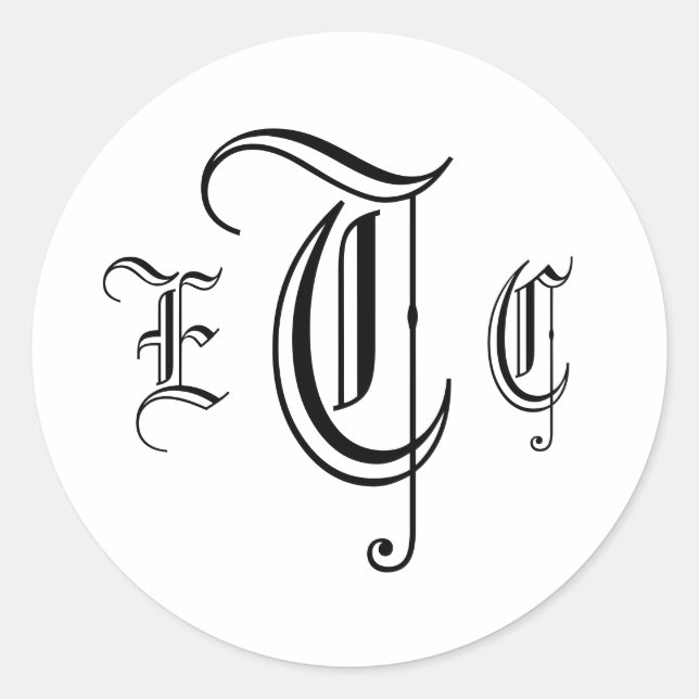 Adesivo Selo de Envelope Preto e Branco com Três Letras (Frente)