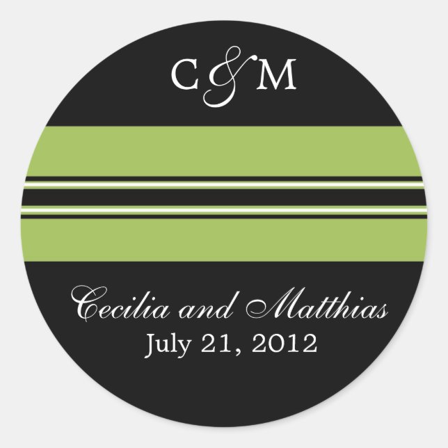 Adesivo Selo de envelope preto e verde (Frente)