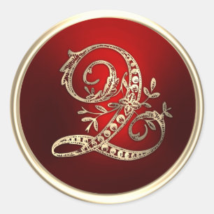 Adesivo Selo de Envelope Q monograma Dourado e vermelho