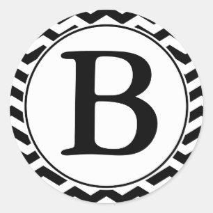 Adesivo Selo de Envelope Redondo com Monograma - Preto e B