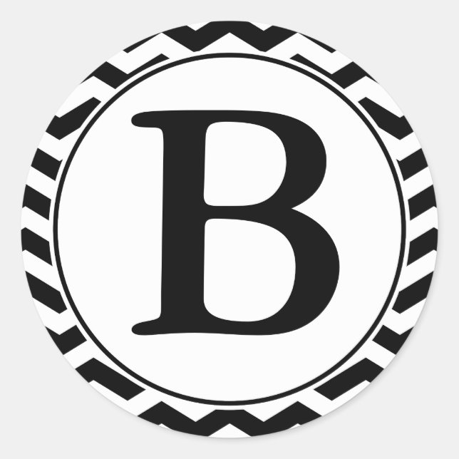 Adesivo Selo de Envelope Redondo com Monograma - Preto e B (Frente)