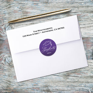 Adesivo Selo de Envelope Roxo de Roteiro de Formatura Eleg