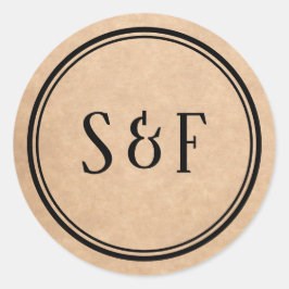 Adesivo Selo de Envelope Rustico Elegante Kraft Monograma