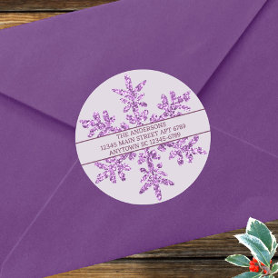 Adesivo Selo de Envelope Rústico Glam Purple Snowflake