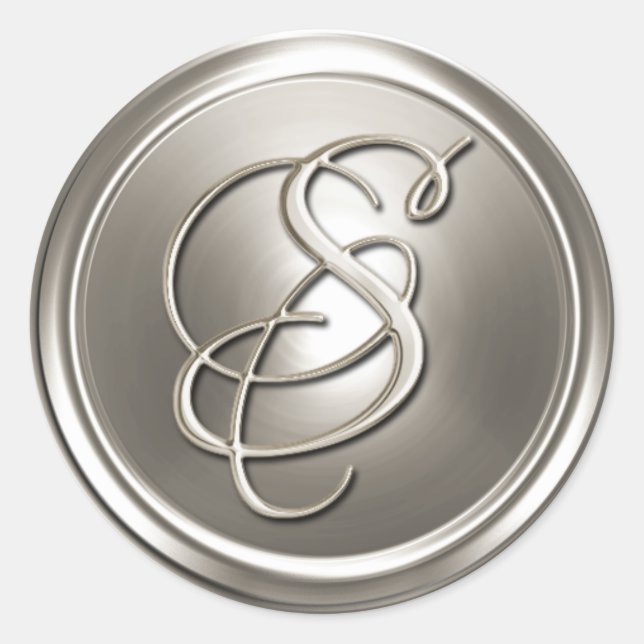 Adesivo Selo de Envelope S do Monograma de Prata (Frente)