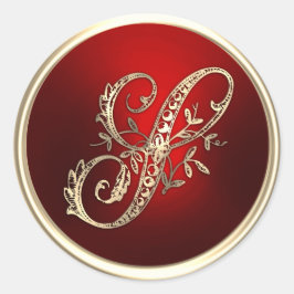 Adesivo Selo de envelope S monograma Dourado e vermelho