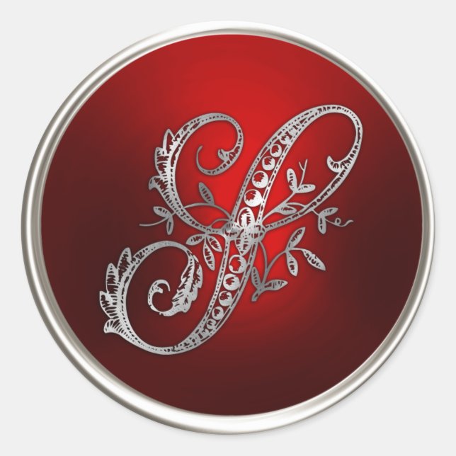 Adesivo Selo de Envelope S Silver e Monograma Vermelho (Frente)