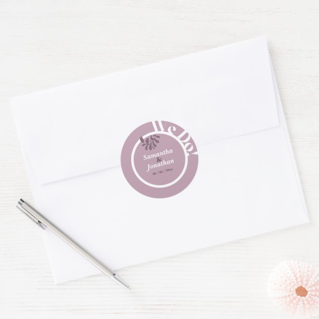 Adesivo Selo de Envelope Simples de Casamento Rosa Rococo (Envelope)