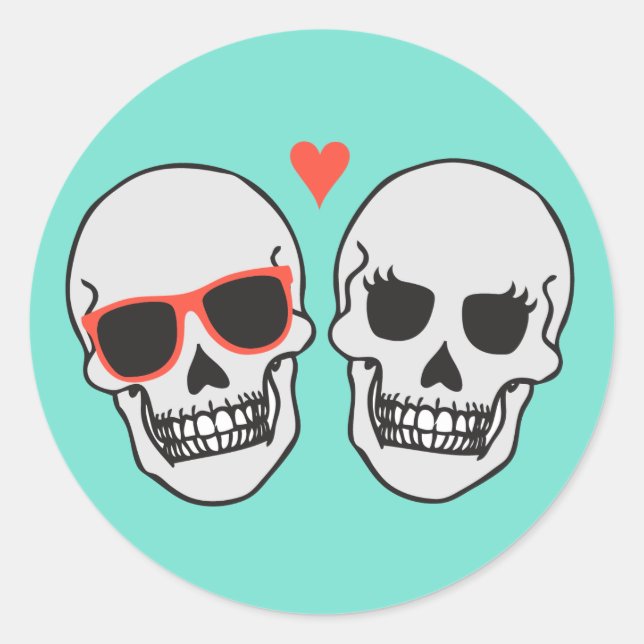 Adesivo Selo de Envelope Skeleton Wedding (Turquoise) (Frente)