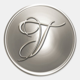 Adesivo Selo de Envelope T Monograma de Prata