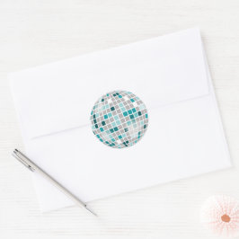 Adesivo Selo de Envelope Teal da Bola Disco Retro 70s