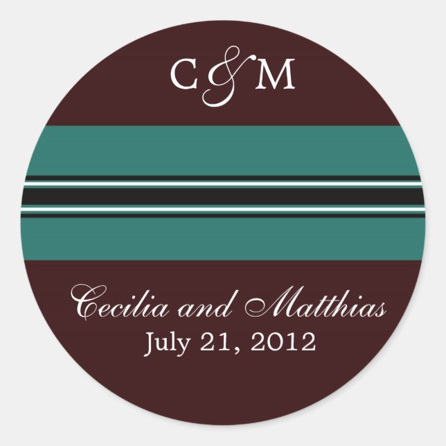 Adesivo Selo de Envelope Teal e Brown (Frente)