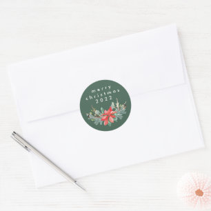 Adesivo Selo de Envelope Tradicional Verde Feliz Natal