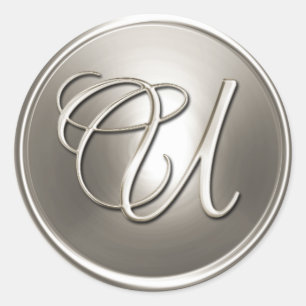 Adesivo Selo de Envelope U de Silver Monograma