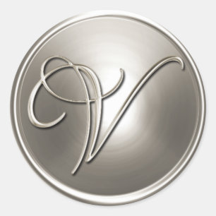 Adesivo Selo de Envelope V Silver Monograma