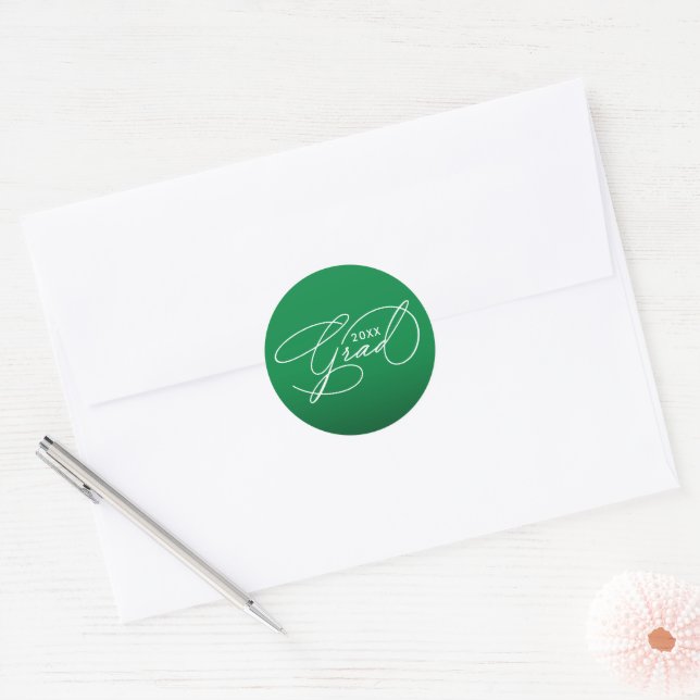Adesivo Selo de Envelope Verde de Formatura em Letra Branc (Envelope)