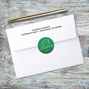 Adesivo Selo de Envelope Verde de Roteiro de Formatura Ele