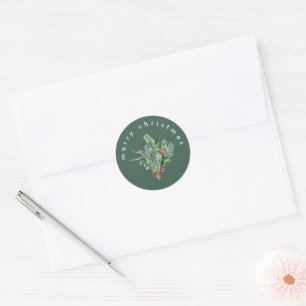 Adesivo Selo de Envelope Verde Simples Natal Alegre Modern