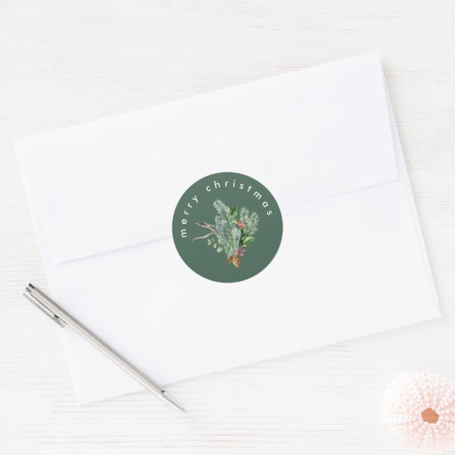 Adesivo Selo de Envelope Verde Simples Natal Alegre Modern (Envelope)
